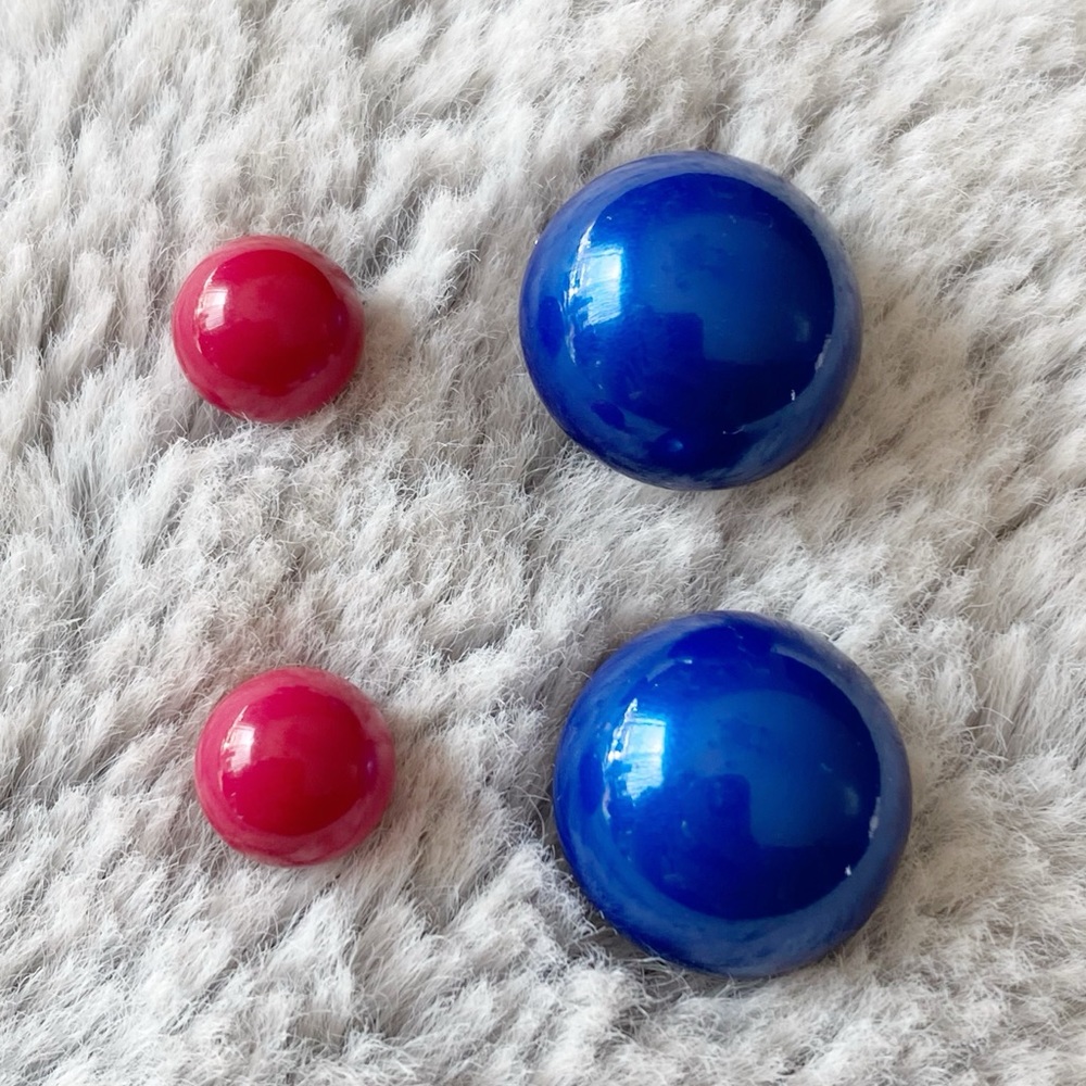 2/$16 Two Pairs Ball Stud Earrings - Pink & Blue